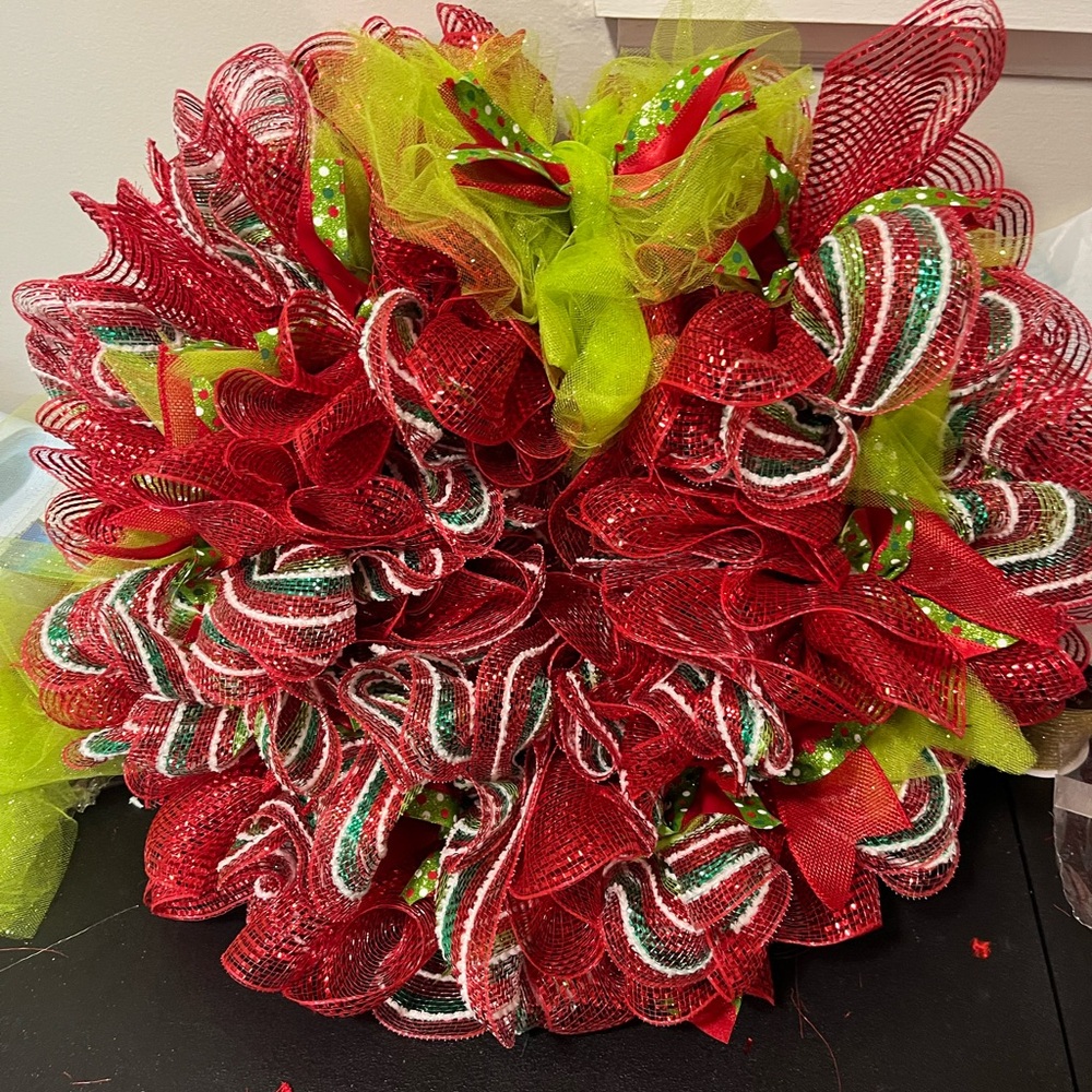 Festive Red and Green Holiday Wreath